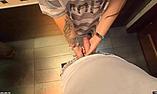 stranger blasts cum in my panties again in restaurant toilet!