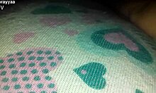 chubby babe slips off heart-print panties teasing her big pussy