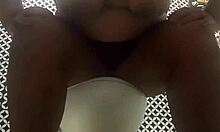 Huge fat ebony wife flashes chubby ass lingerie in church bathroom