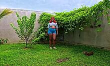 Tight crop top short haul teases Nilmini Sheron curves and assplay allure