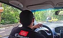 Hotwife deisyyeraldine gulps stranger cum after car blowjob then flashes medellin ass