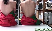 shoplifter teen fucked hard by security santa christmas punishment