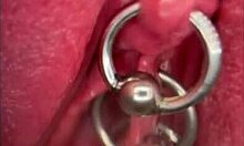 come see this closeup of my pissing pussy... pierced clit dripping juicy!!