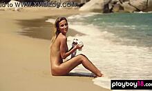 wanna see this smoking ukrainian blonde cara mell strip nude on beach and pose sexy?