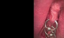 come see this closeup of my pissing pussy... pierced clit dripping juicy!!