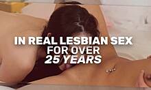 Sophia Locke laps Ivy Ireland's wet pussy in girlfriends' steamy lick session