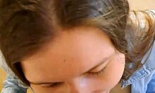 skinny neighbor girl sucks my huge cock pov after wardrobe hideout blowjob