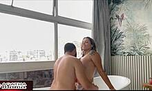 agatha the mommy cheats in bathtub with hubby's best friend while he's away