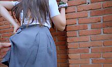 hey, college mexican petite latina student sucks cock on school patio balcony, cosplay princess skirt creampied public then back to class 😜👗💦 