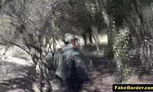 Latina teen bitch in uniform bent over and slammed doggystyle hard outdoors on border