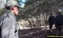 Latina teen bitch in uniform bent over and slammed doggystyle hard outdoors on border