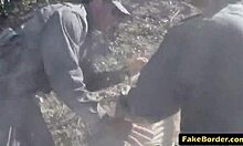 Latina teen bitch in uniform bent over and slammed doggystyle hard outdoors on border