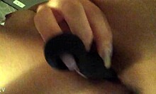 Canadian slut rams dildo deep in tight hairy pussy