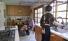 old man casually fucks young teen cowgirl riding ignoring her