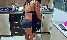 squirting hard in kitchen horny stepmom begs stepson to fuck her