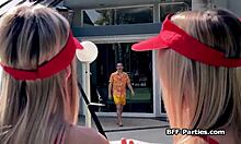 Fucking Three Sexy Blonde Lifeguards In Bikini Training!