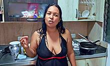 squirting hard in kitchen horny stepmom begs stepson to fuck her