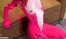 whoa girl with sexy bodypaint sensually sucks dick then rides for hot cumshot 😍💦
