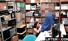 repeat thief emily willis gets caught and fucked hard doggystyle by lp officer in backroom 🚔🍑