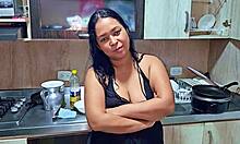 squirting hard in kitchen horny stepmom begs stepson to fuck her