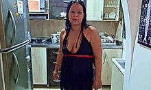 squirting hard in kitchen horny stepmom begs stepson to fuck her