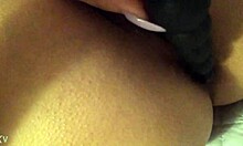 Canadian slut rams dildo deep in tight hairy pussy