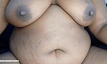 Ebony BBW Fat Belly Shaking in Explosive Hairy Pussy Orgasm Scream!