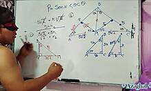 bedroom nerd student learns trigonometry from asian teacher hands-on