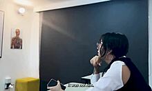 milf teacher shows 18yo boy and nerdy girl how to fuck in classroom threesome?