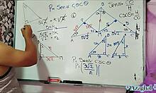 bedroom nerd student learns trigonometry from asian teacher hands-on