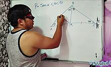 bedroom nerd student learns trigonometry from asian teacher hands-on