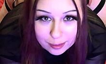 pretty brunette teen teases big cock before facial cumshot blast