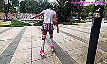 damn this pigtail sissy in miniskirt skates park then gaps ass on thick bbc 🍑💦🔥