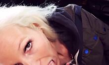 Blonde Milf Fucked Hard in Risky Public Parking