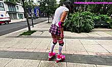 damn this pigtail sissy in miniskirt skates park then gaps ass on thick bbc 🍑💦🔥