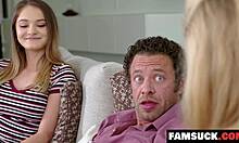 slutty stepdaughter rides stepdad cowgirl while stepmom watches taboo famsuck