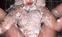 Tattooed Tall Babe's Huge Soapy Ass Bounces on Massive Cock in Foamy Creampie Pounding