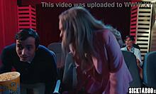 whoa teen athena faris rides boyfriend's huge cock moaning loud in cinema!