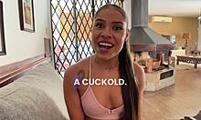 big booty latina at casting drops to knees for sloppy rimjob pov blowjob then swallows cum 😍🍑💦