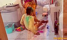 Desi bhabhi gets wild with devar during colorful Holi play