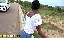 Raw Ebony GF Pussy Slammed Big White Cock Park