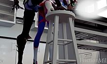 Hey D.Va bends over kitchen counter taking massive cock doggystyle bareback deep