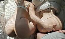 Her huge natural tits bounce wildly as hot stepsis swaps spots with my tantaly sexdoll for intense pounding and spanking