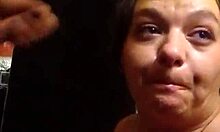 Pornnapplepie milf chokes on sloppy deepthroat gagging spit while husband watches