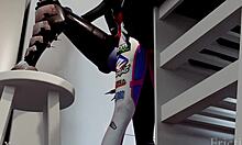 Hey D.Va bends over kitchen counter taking massive cock doggystyle bareback deep