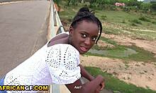 Raw Ebony GF Pussy Slammed Big White Cock Park