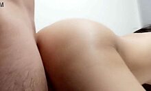 guy gets home from work and bends his sweet latina stepdaughter over doggystyle in her room cums on her ass cheeks