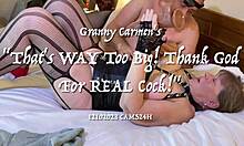 granny carmen thats your huge dildo too big right but real cock fucks you bent over doggystyle perfect?