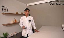 Horny Big Tits Boss Seduces Lazy Masseur into Rough Office Doggystyle Bareback Creampie