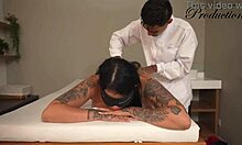 Horny Big Tits Boss Seduces Lazy Masseur into Rough Office Doggystyle Bareback Creampie
